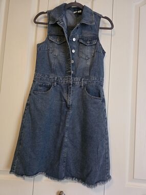Joie Denim Button-Front Sleeveless Dress in Blue